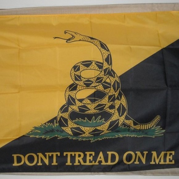 Anarcho-Capitalist Gadsen 3'x5' Yellow Black Flag Dont Tread On Me Rothbard - Picture 2 of 2